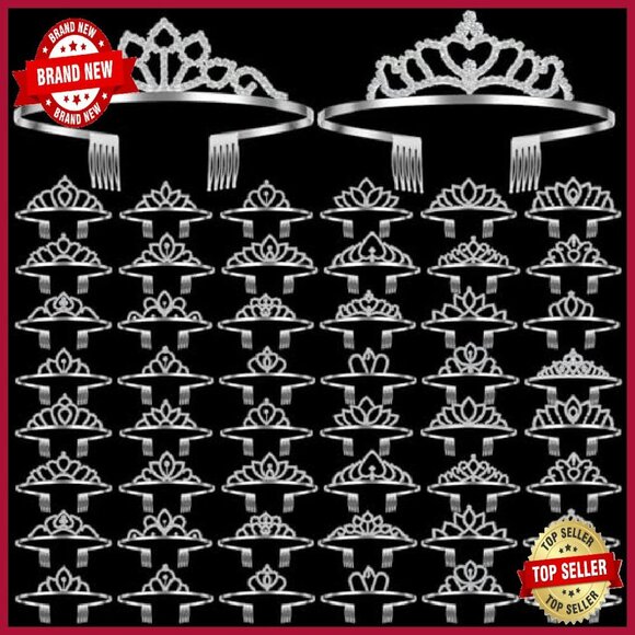 50 Pcs Rhinestone Tiara Crowns with Comb Wedding Party Hair Accessories main image 8